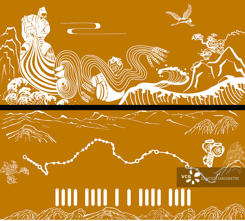 国风版画图片素材