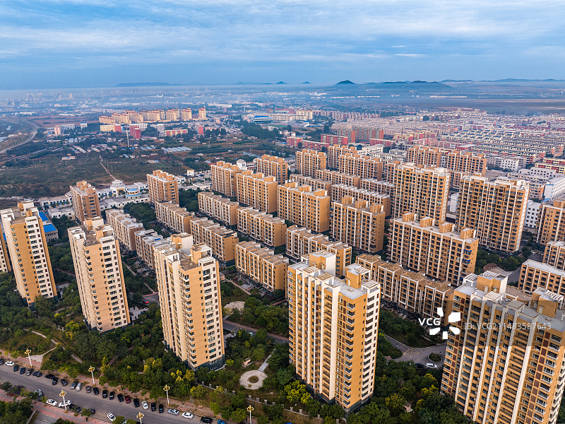 中国东北辽宁阜新市区城市风景航拍图片素材