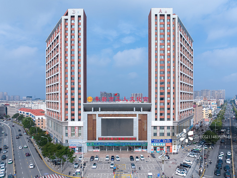 中国东北辽宁阜新市区城市风景航拍图片素材