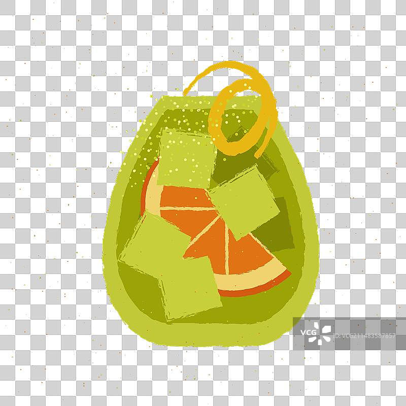 含橙皮和冰块的绿色鸡尾酒图片素材