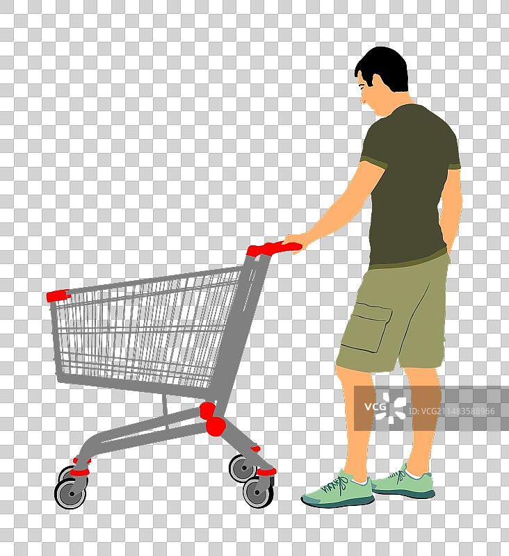 男人用购物篮购买杂货图片素材