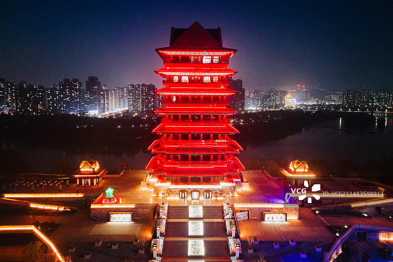 兰州黄河楼夜景图片素材