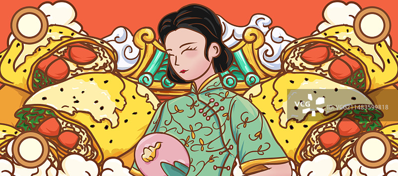 原创手绘卡通煎饼插画海报素材图片素材