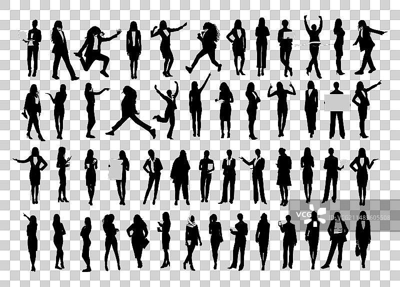 各种商业女性的黑色轮廓图片素材