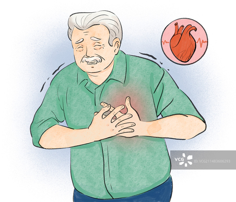 心脏疼的人医疗健康手绘风格插画图片素材