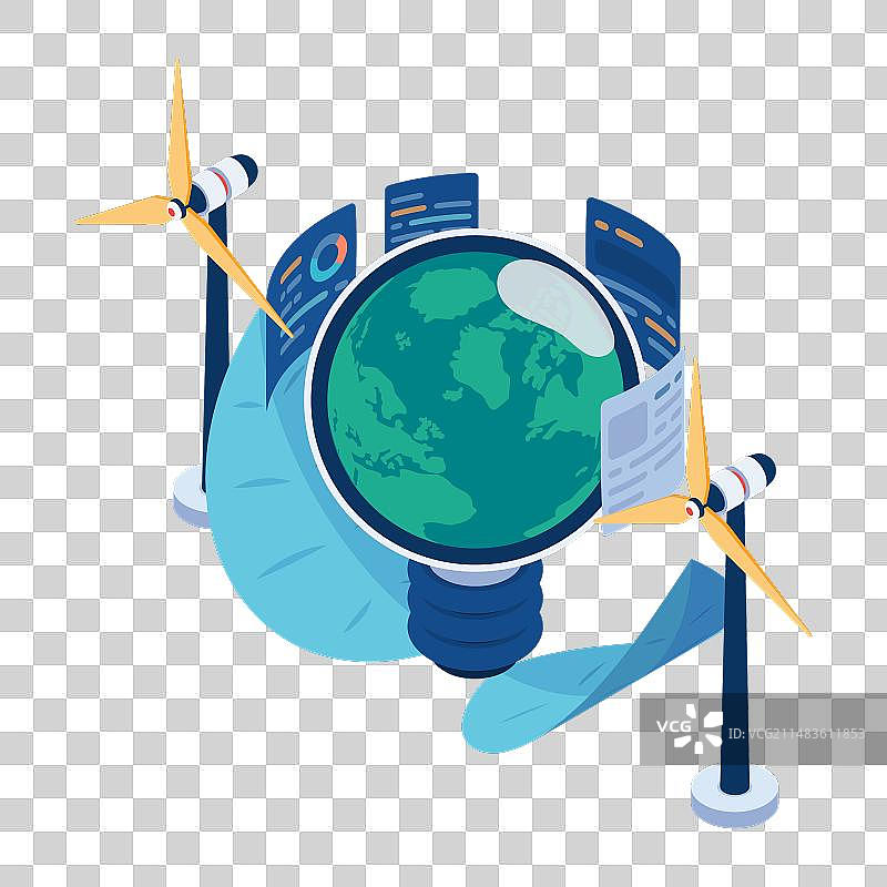 2.5D风力驱动灯泡中的世界图片素材