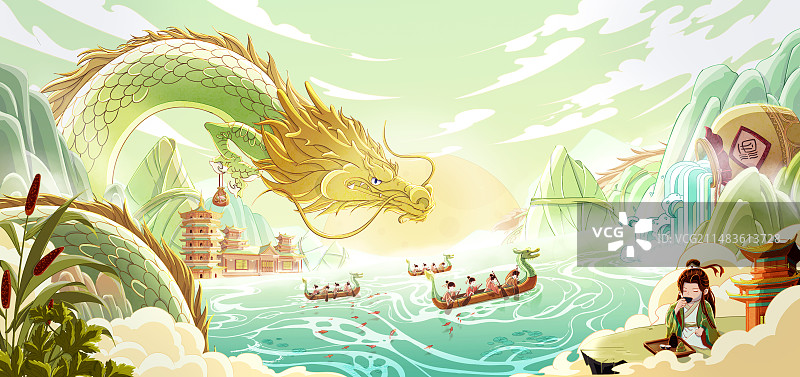 国风端午节海报插画图片素材