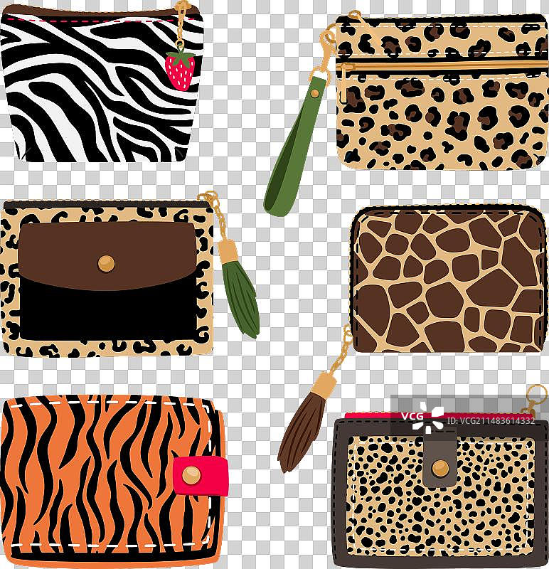 优雅的可爱动物纹女士钱包图片素材