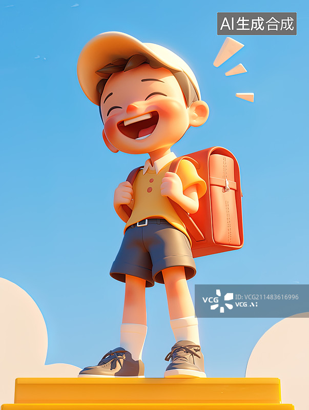 【AI数字艺术】在教室里开心的小男孩图片素材