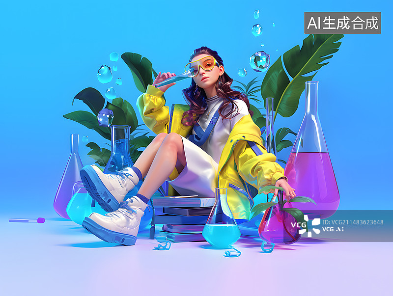 【AI数字艺术】时尚潮流的女科学家图片素材
