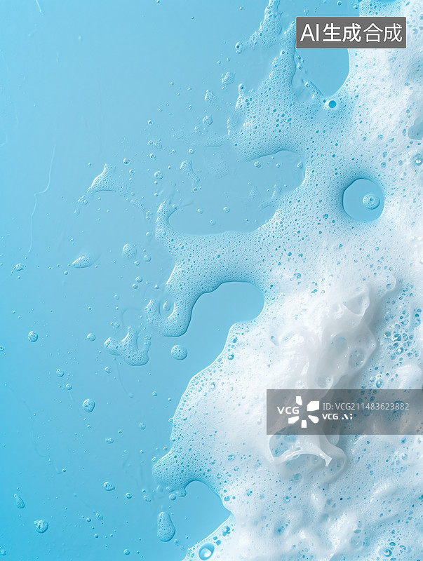 【AI数字艺术】蓝色背景上的泡沫图片素材