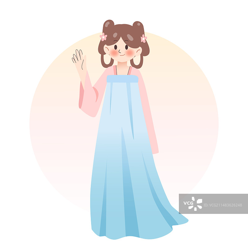 矢量人物插画古装女孩图片素材