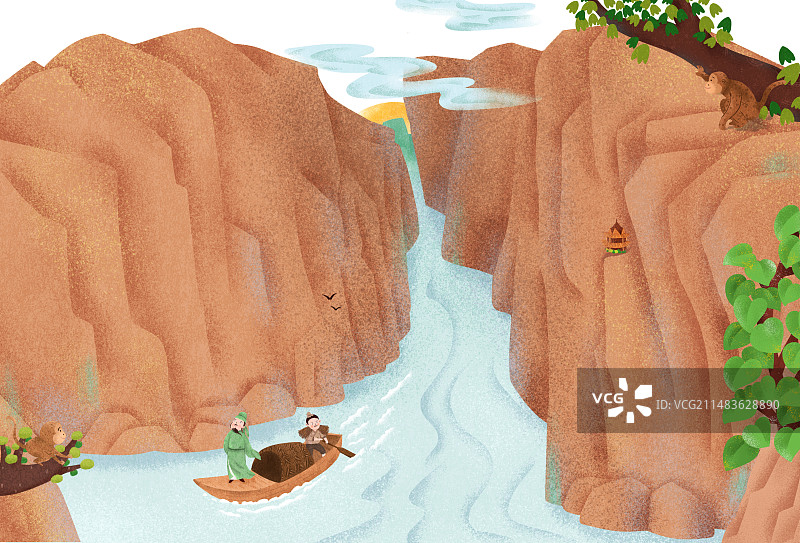 两岸猿声啼不住图片素材