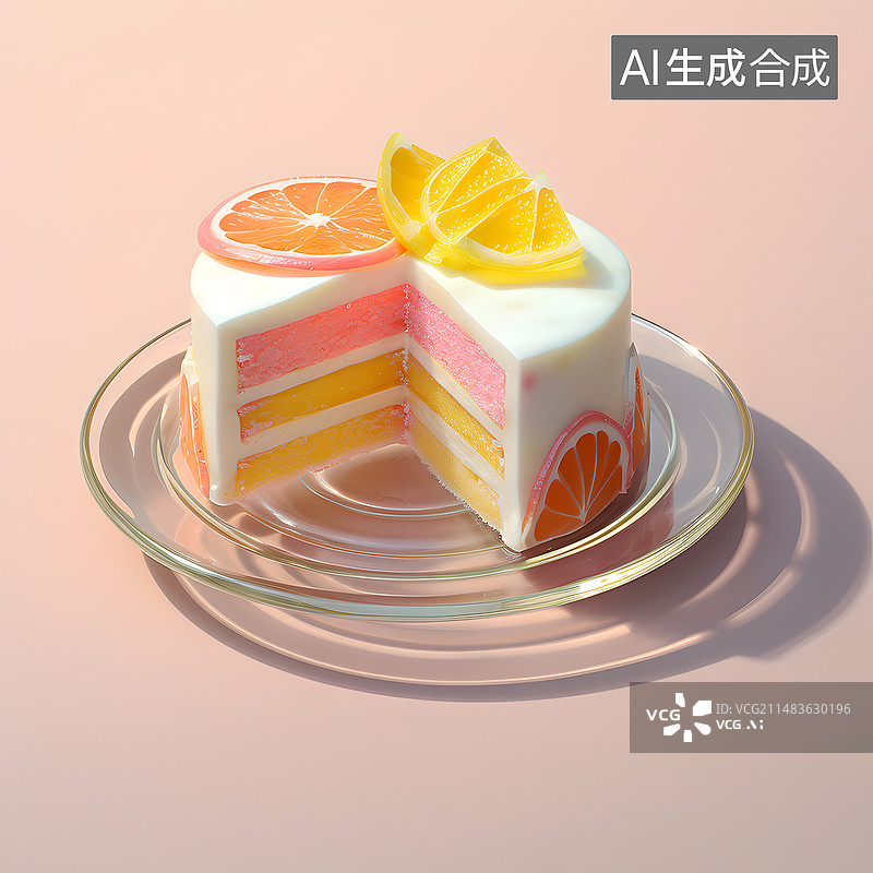 【AI数字艺术】多彩水果蛋糕渲染图片素材