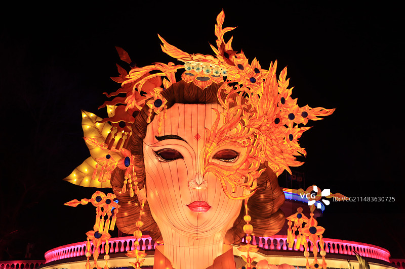 北京石景山游乐园春节庙会女神灯图片素材