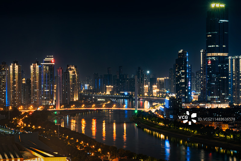 武汉月湖桥汉江夜景图片素材