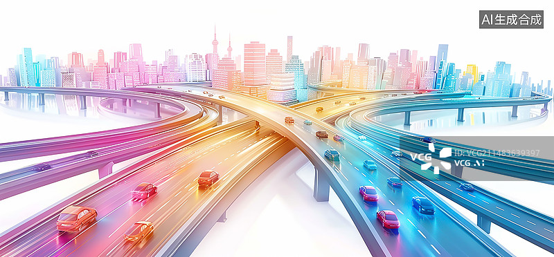 【AI数字艺术】城市建筑与道路交通图片素材