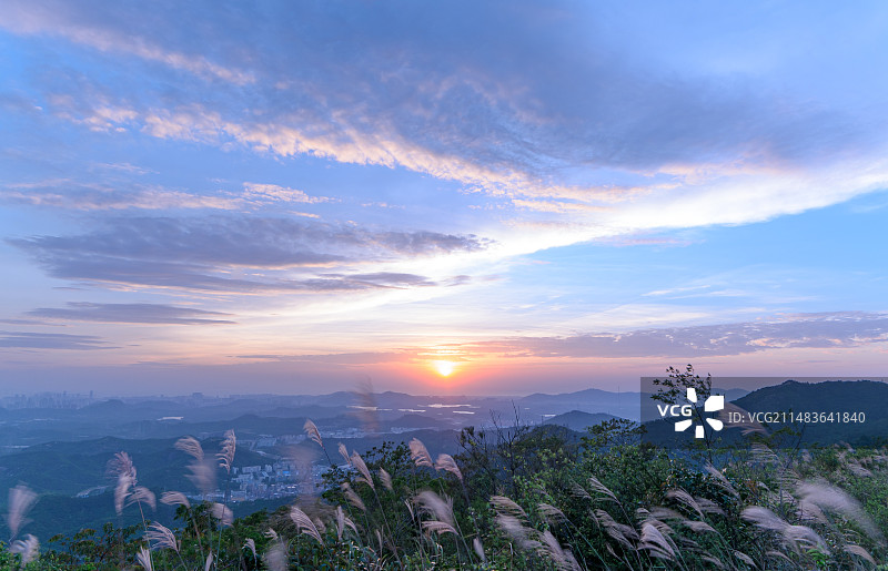 深圳羊台山阳台山森林公园夕阳落日风光图片素材