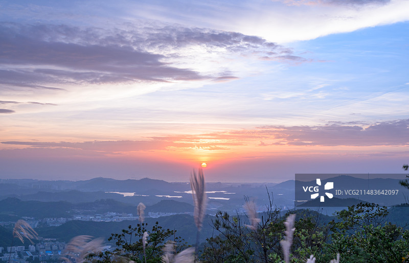 深圳羊台山阳台山森林公园夕阳落日风光图片素材
