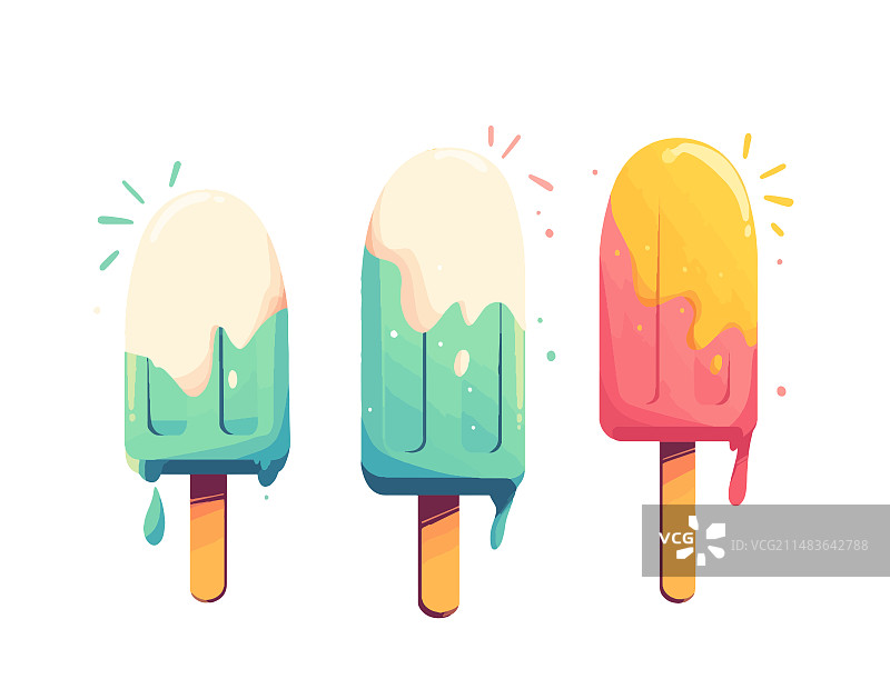 三根卡通可爱冰棍插画图片素材