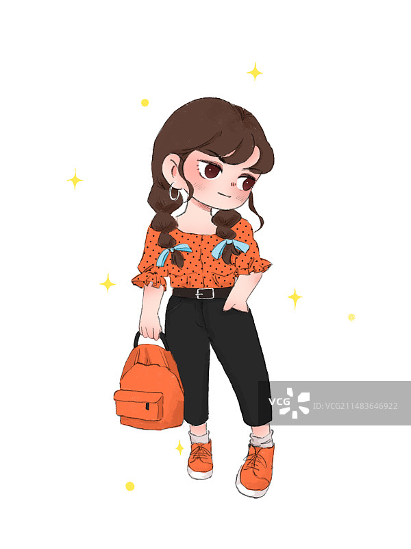 麻花辫女孩图片素材