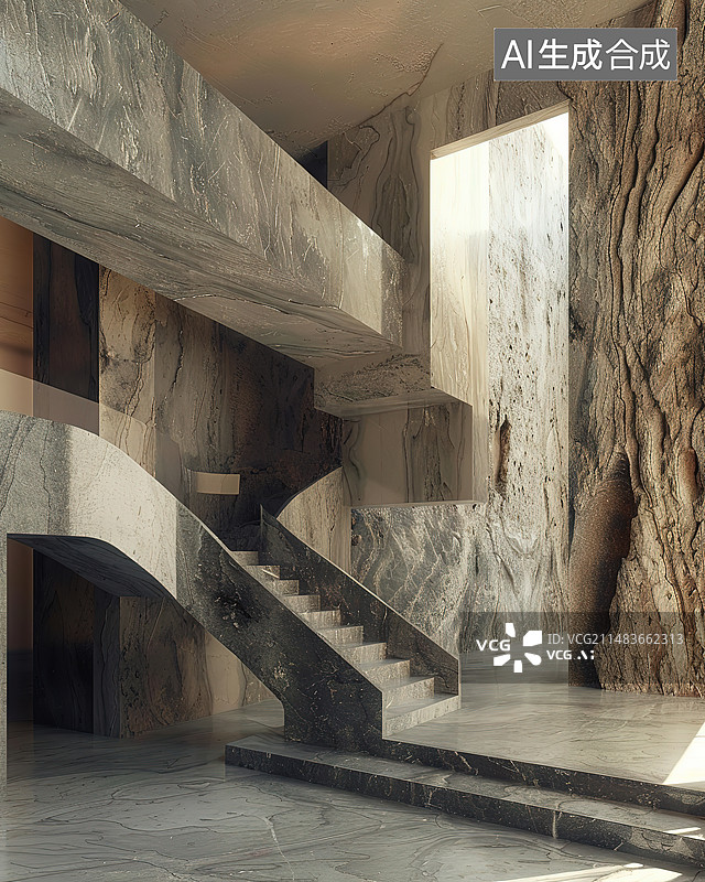 【AI数字艺术】现代建筑内部景观图片素材
