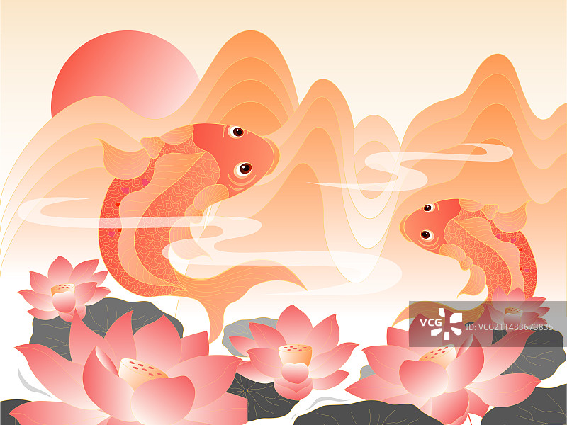 锦鲤插画图片素材