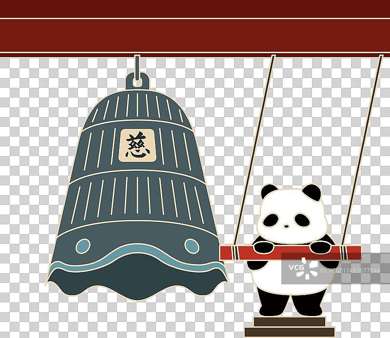 可爱国宝熊猫游西湖图片素材