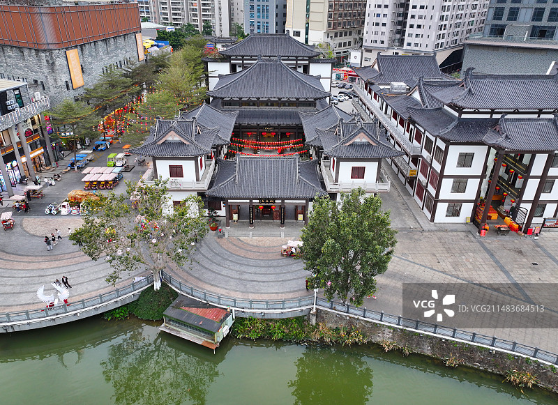 广东省东莞市麻涌镇华阳湖国家湿地公园航拍图片素材