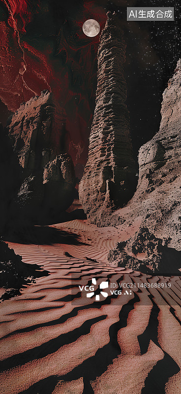 【AI数字艺术】沙漠岩层的高角度观察图片素材