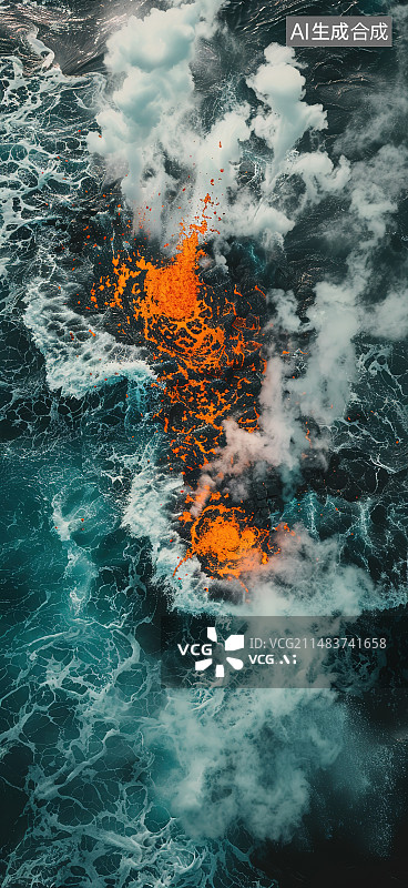 【AI数字艺术】海上岩石的高角度视图图片素材