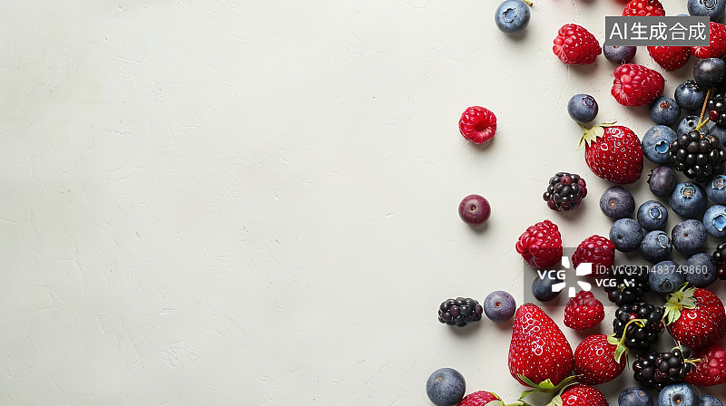 【AI数字艺术】正上方白色背景的浆果照片图片素材