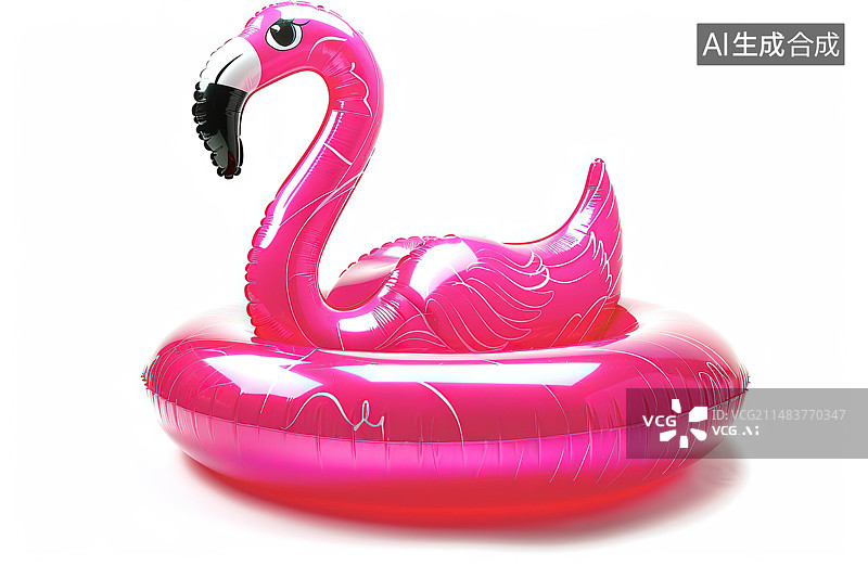 【AI数字艺术】白色背景上粉红色火烈鸟的特写镜头图片素材