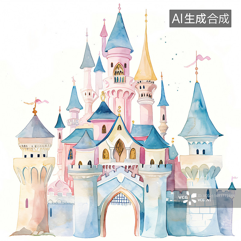 【AI数字艺术】有塔和尖顶的中世纪宫殿或城堡图片素材