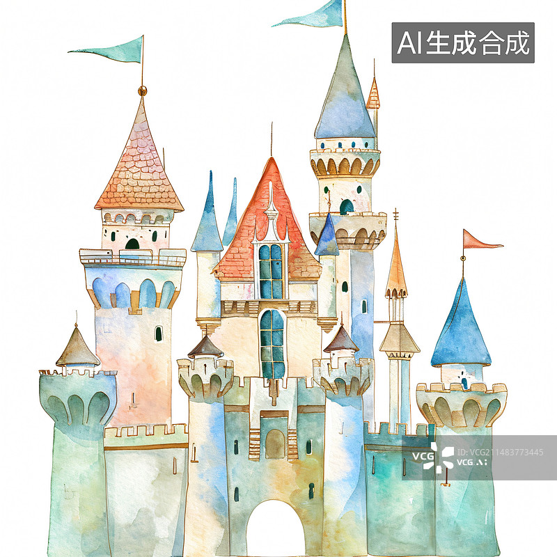 【AI数字艺术】有塔和尖顶的中世纪宫殿或城堡图片素材
