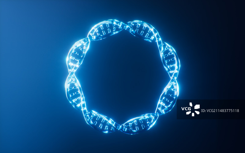 生物DNA与霓虹灯光效果3D渲染图片素材
