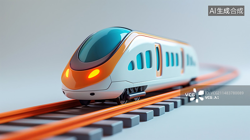 【AI数字艺术】3D渲染的可爱风卡通高铁插画图片素材