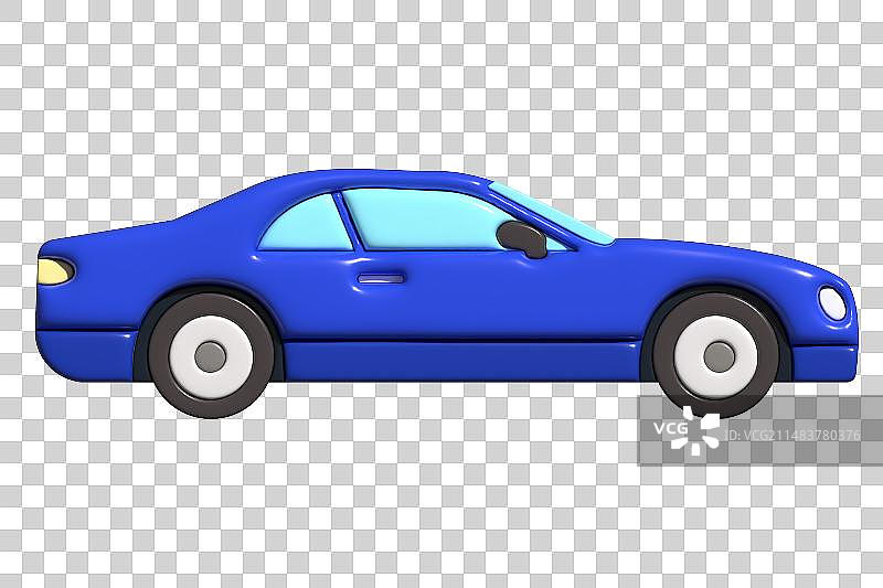 轿车汽车膨胀风卡通插画元素图片素材