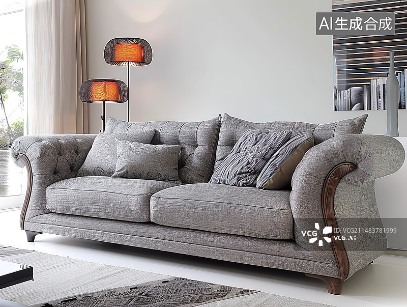 【AI数字艺术】现代豪华风格的客厅内部图片素材