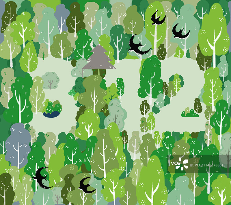 小清新植树节绿色数字312设计环保插画横版图片素材