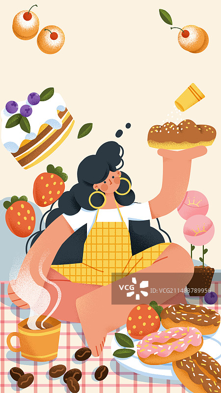 女孩与美食图片素材