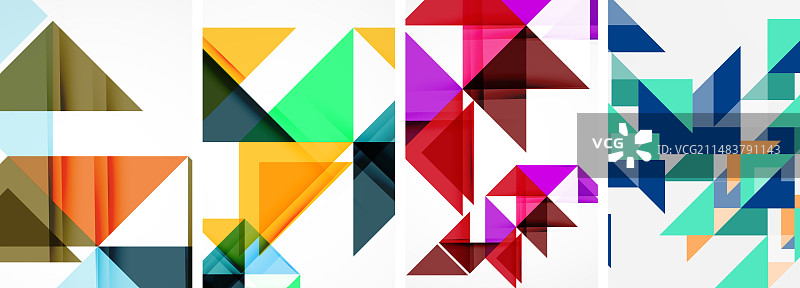 一套彩色三角形海报封面模板图片素材