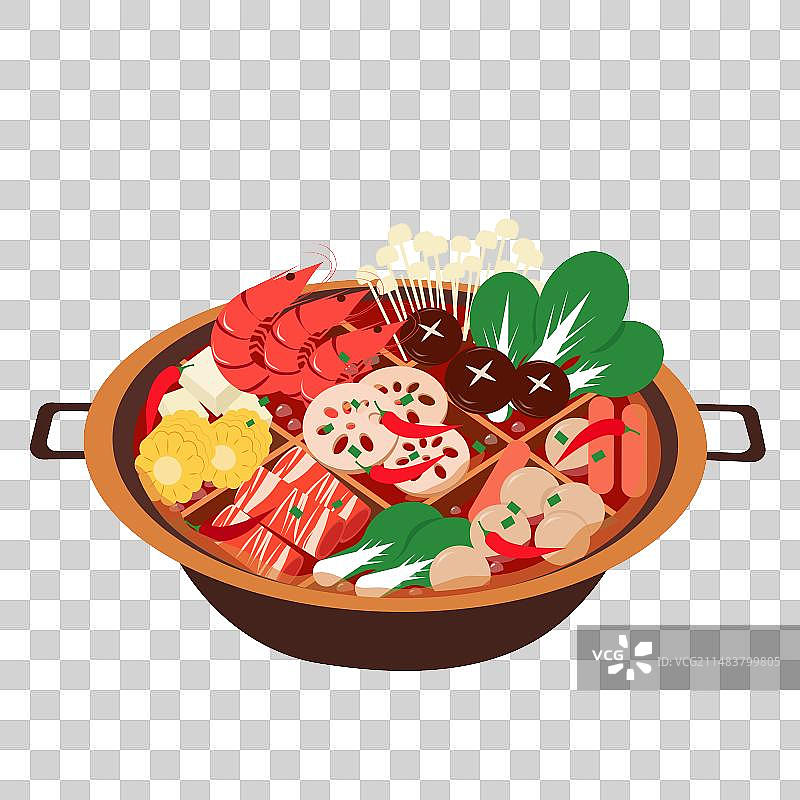中华美食川菜之四川火锅插画图片素材