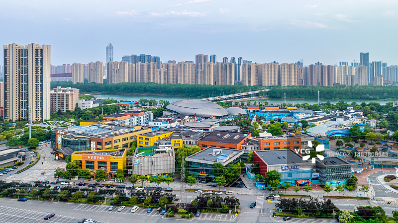 武汉极地海洋公园傍晚航拍图片素材