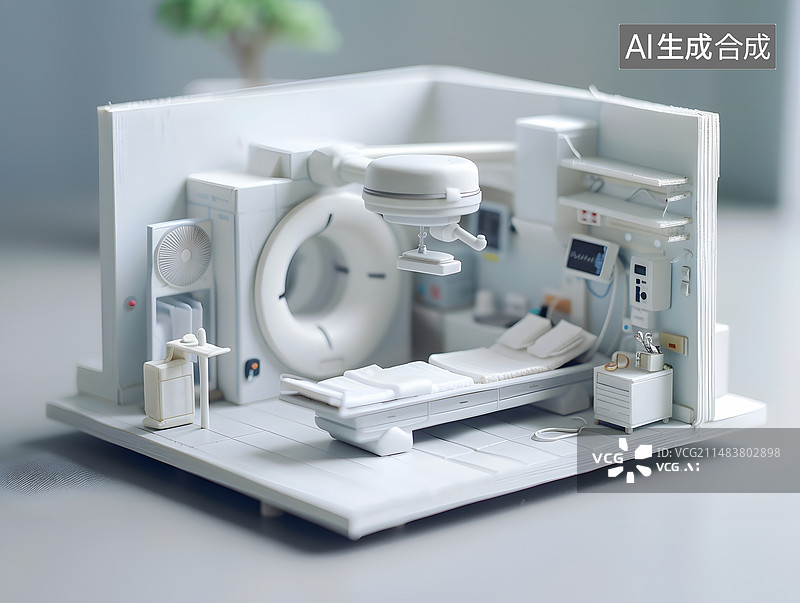 【AI数字艺术】微缩景观,医院CT室图标建筑图片素材
