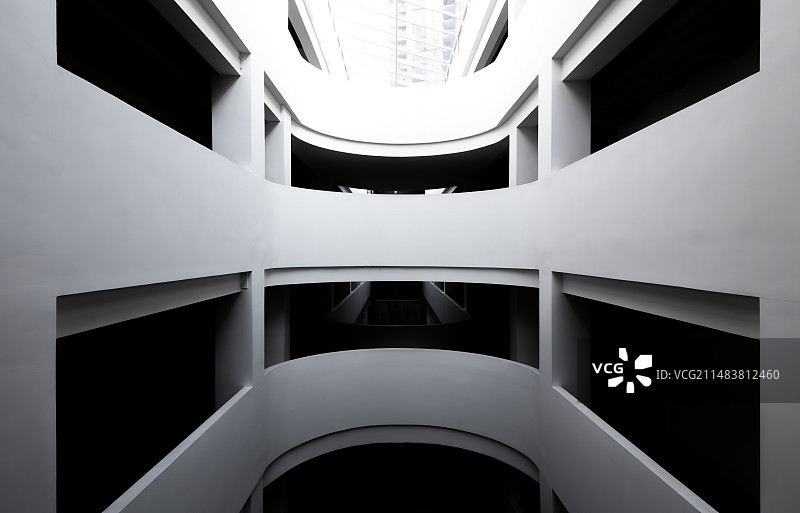 白色现代建筑室内空间设计背景图片素材