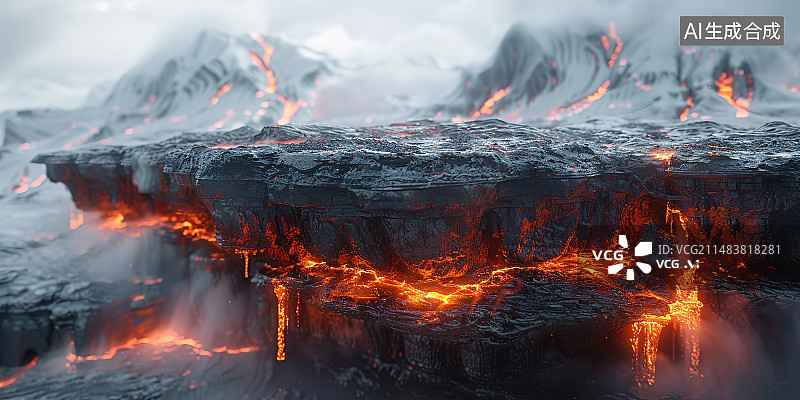 【AI数字艺术】雪山下的风光图片素材