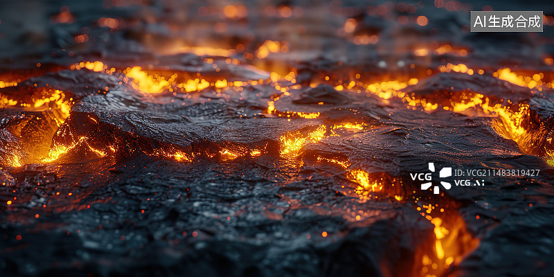 【AI数字艺术】日落时燃烧的火焰的特写镜头图片素材