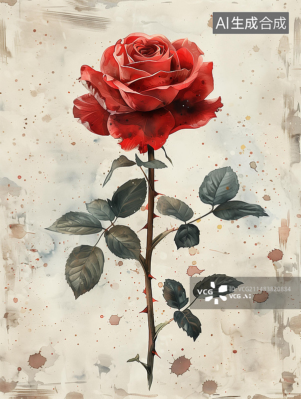 【AI数字艺术】玫瑰花水彩插画图片素材