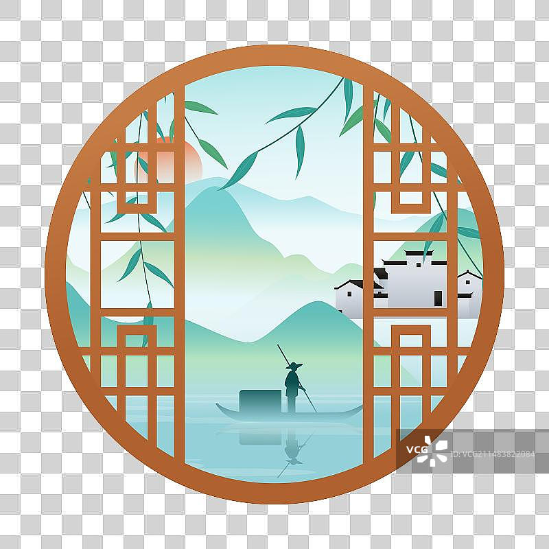 国风节气清明节山水矢量插画图片素材